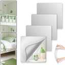 Shatterproof Peel and Stick on Mirror Tiles for Wall Decorative, 4 pcs 8x8 Unbreakable Small Mirrors for Wall Classroom Decor, Toddlers Mirror for Kids Bedroom, Plastic Door Adhesive Mirrors (Silver)