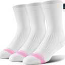 BRISIRA Coolmax Bamboo Viscose Compression Running Crew Socks Women Moisture-Wicking Anti-Blister Cooling Athletic Mid Calf (8-10, 3 Pairs White)