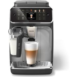 Philips 4400 Series Fully Automatic Espresso Machine 12 Hot & Iced Coffees, Quick-to-Clean LatteGo Milk System, SilentBrew, QuickStart, Ceramic Grinder, Black Chrome (EP4444/90): Home & Kitchen Philips 4400 Series Fully Automatic Espresso Machine 12 Hot & Iced Coffees, Quick-to-Clean LatteGo Milk System, SilentBrew, QuickStart, Ceramic Grinder, Black Chrome (EP4444/90): Home & Kitchen
