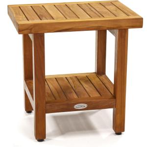 AquaTeak The Original 18" Spa Teak Shower Bench with Shelf