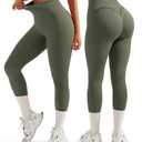 OMKAGI Smile Butt Lifting Workout Leggings for Women High Waisted Seamless Compression Yoga Pants(XL,Army Green-188)