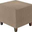 uxcell Ottoman Cover Square, Jacquard Ottoman Slipcover with Elastic Bottom, Stretchable Footrest Stool Covers for Living Room Furniture Protector (Ligth Coffee, Large Size)