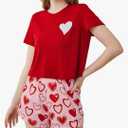 Laqeyko Cute Pajamas for Women Shorts Set Short Sleeve Tops and Shorts Pjs Sets Nightwear Sleepwear XXL