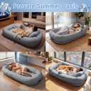 WROS Cooling Human Dog Bed for Summer, Breathable Washable Floor Lounger for People & Pets, 72"x41"x12", Glacier Grey, Pet Bed for Hot Weather Relaxing