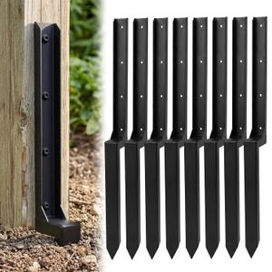 8 Pack Fence Post Repair Kit, Heavy Duty Fence Post Repair Stakes, Steel Ground Spike Anchor for Fixing Leaning or Broken 4x4 & 6x6 Wood Posts