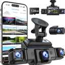 360 View 4 Channel Dash Cam Front and Rear Left Right Inside Camera for Cars, GPS and 5G Band WiFi, Night Vision, 160 Wide Angle, WDR, 24H Parking Mode, Supercapacitor, Included 128GB Card