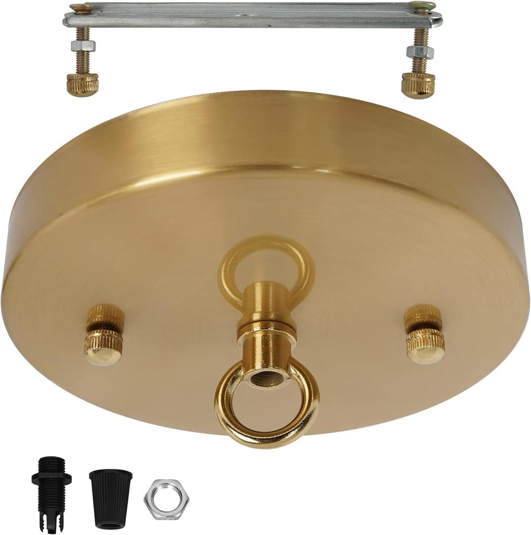 5.9 Inches Brass Ceiling Light Canopy Plate, Metal Canopy Kit for Modern Pendant Light Chandelier, Light Fixture Mounting Hardware (Brass)
