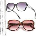 Yiwaeye Stylish Oprah Style Reading Glasses, Oversized Quality Frame Retro Readers with Fashion Eyeglasses Chains for Women