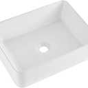VEVOR Rectangle Vessel Sink, 19" x 14.7" Countertop, White Ceramic Above Counter, Modern Style, Bright and Elegant, Well-Packaged for Bathroom, Hotel, Toilet, RV
