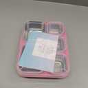 BiuLeon Snackle Box Containers, Stainless Steel 5 Compartments Divided Serving Tray with Lid, Removable LeakProof Portable Bento Box for Fruit Candy Nuts Food  School, Picnic and Travel（Pink）