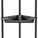 Orimade Rustproof 5 Tier Floor Standing Corner Shower Caddy Organizer, Plastic Metal Splicing Floor Corner Shelf Rack Stands for Bathroom, Black