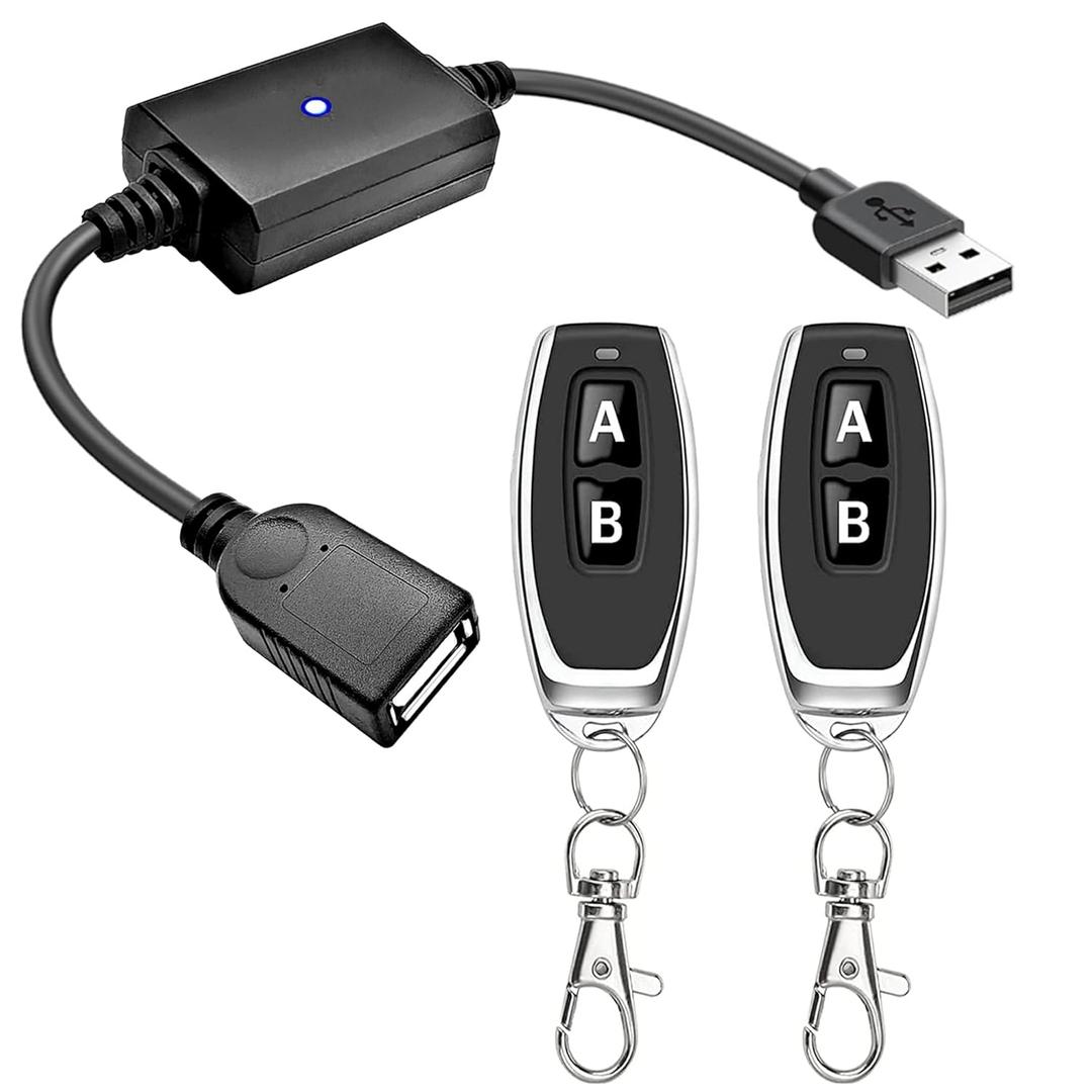 DC 5V USB Wireless Remote Control Switch 433MHz Wireless Remote Control Switch for Turning On/Off LED Lights, Small Motor Strip Light, Reading Light, Hair Dryer (2 Transmitters and 1 Receiver)