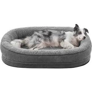JOEJOY Orthopedic Dog Beds Large Sized Dog, XL EggCrate Memory Foam Pet Couch Bed with Bolster Sides, Waterproof Lining, Removable Washable Cover & NonSlip Bottom, Grey