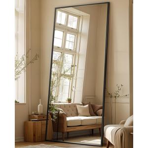 Antok Full Length Mirror, 71"x28" Floor Mirror, Floor Standing Freestanding Full Body Mirror with Stand for Bedroom, Hanging Mounted for Living Room Cloakroom, Black