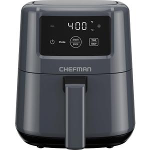 CHEFMAN 2 Qt Mini Air Fryer Digital Space-Saving Compact Air Fryer with Nonstick and Dishwasher Safe Basket, Quick & Easy Meals in Minutes, Features Digital Timer and Shake Reminder Grey