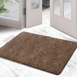 Premium Microfiber Indoor Door Mat  24"x36" Washable Entry Mat, Non-Slip, Waterproof Backing, Super Absorbent, Low Profile Entryway Doormat for Indoor Entrance (Brown/Dark Brown Fibers)