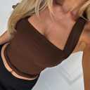 Women Sexy Halter Neck Backless Tank Top Open Back Sleeveless Slim Fit Y2k Summer Tops (Brown, S)