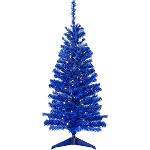 Pre-Lit Medium Artificial Pine Christmas Tree - 4' - Royal Blue - Clear Lights