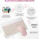 Bluetooth Keyboard and Mouse Combo Rechargeable Portable Wireless Keyboard Mouse Set for Apple iPad iPhone iOS 13 and Above Samsung Tablet Phone Smartphone Android Windows (10 inch Pink)