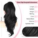 18" Black Ponytail Extension Clip In Pony Tails Hair Extensions Ponytail Clip On Ponytails for Women Claw Clip Hair Pieces for Women,Long Wavy Ponytails Extensions for Daily Use