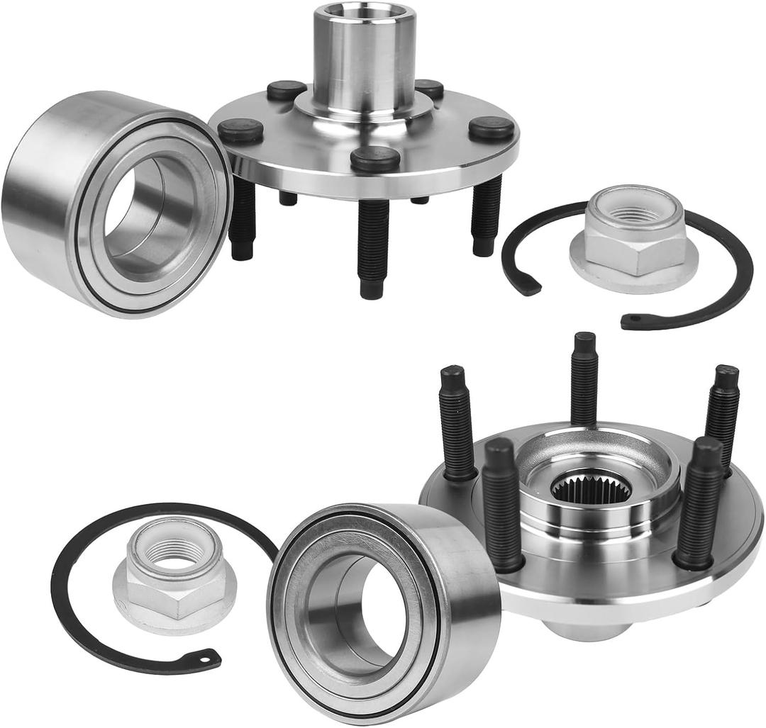 KUSATEC 518517 2pcs Front Wheel Bearing and Hub Assembly Compatible with 2007-2010 for Ford Edge Lincoln MKX, 5 Lug Bolts without ABS