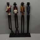 Deco 79 Polystone Musician Decorative Sculpture Tall Long Legged Jazz Band Home Decor Statues with Black Base Stand, Set of 4 Accent Figurines 4"W, 24"H, Brown