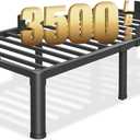18 inch Twin Bed Frame with Rounded Corner Legs and Headboard Hole Mattress Slide Stopper 3500 LBS Heavy Duty Support Metal Platform,No Box Spring Needed, Noise Free, Easy Assembly