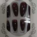 KQueenest Burgundy Press on Nails Medium Almond Stiletto, Sheer Maroon Red Fake Nails Set, Acrylic Nails Press ons Almond, Reusable Soft Gel Glue on Nails for Women with Protective UV Coating 24 Pcs