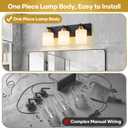 Vanity Lights for Bathroom, 3-Light Black and Gold Bathroom Vanity Light Over Mirror with Milky White Glass Shades, Modern Bathroom Light Fixtures for Living Room Hallway Cabinet (Bulbs Not Included)