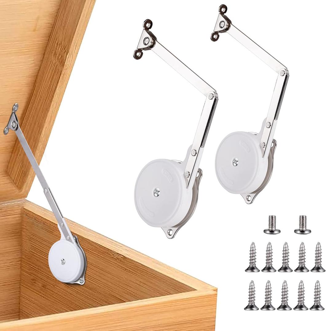 2 Pack | Toys Box Hinges Soft Close - HBL Lid Support Chest Hinges for Wooden Toy Box, Cedar, Storage Trunk & Benches, Made of Zinc Alloy, Safety & Heavy Duty.