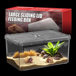 No Assembly Breathable and Secure Reptile Tank with high Transparency - Ideal Container House for Hermit Crab, Tarantula Enclosure, Turtle Tank or Jumping Spider Habitat (L)