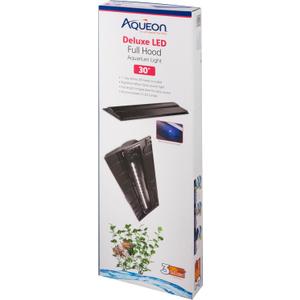 Aqueon LED Deluxe Fish Tank Aquarium Full Hood, Black, 30 Inch