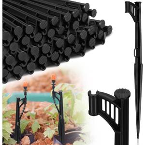 50 Pcs 12.8" Irrigation Drip Support Stakes 1/4 Inch Tubing Hose Holder Adjustable Riser Drip Lines Ground Stakes for Micro Sprinkler Gardens Irrigation Supplies