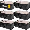 6 Pack Waterproof Moving Bags with Strong Zippers and Reinforced Handles, Real 100lb Capacity Extra Heavy Duty Large Storage Totes for Packing & Moving Storing, Alternative to Moving Boxes -95L,Black