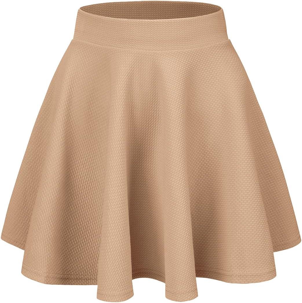 Women's Casual Stretch Waist Versatile Flared Mini Skater Skirt L