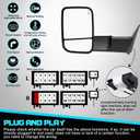 WHALEMOTOR Power Heated Tow Mirrors Compatible with 2019-2024 Dodge Ram 1500 Only (Not fit Classic), Manual Flip & Fold Tow Side Mirrors w/Blind Spot Detection, Turn Signal, Puddle Light, Temp Sensor, 24.8 inches