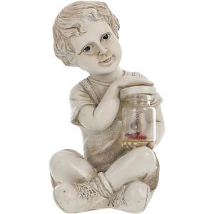 Yardwe Solar Lamp Sculpture Outdoor Garden Figurine Boy Statue Decor Solar Powered Landscape Lighting 3.5X3.5X7.2 Inches Weatherproof Lantern for Yard Patio