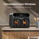 Topzee Dual Basket Air Fryer 8QT – Family Size Air Fryer with Dual Independent Zones, 8 Cooking Presets, Simultaneous Finish Mode, Viewing Windows, 90–400°F, Low-Oil Cooking, Black, Large