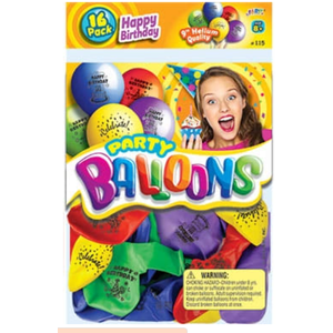 Ja-Ru Balloons Happy Birthday Party Favor Bundle (16 Pack)