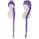 Long Purple Braided Wig for Women Adults Long Purple Wigs with Thick Braided Singers Anime Cosplay Wigs for Stage Halloween Costume Outfit Party + Hair Cap