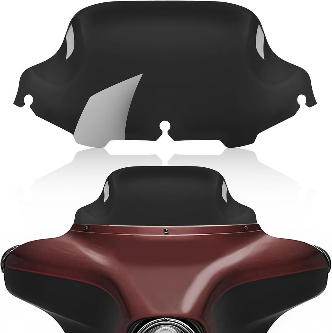 8" Black Motorcycle Wave Windshield Windscreen Wind Splitter Fit For 1996-2013 Harley Davidson Touring Street Glide Electra Glide Tri Glide Flht Flhx Flhtk Flhtc Flhtcu