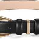 Women Belts for Jeans Dresses Pants Fashion Ladies Skinny Leather Waist Belt with Gold Buckle Gift Box