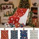 Buryeah 4 Pack Queen Size Christmas Throw Blankets Bulk for Sofa Bed Couch Snowman Igloo Santa Claus Bells Xmas Tree Soft Cozy Christmas Plush Flannel Blanket Home Decor Xmas Supplies, 60 x 80 Inches
