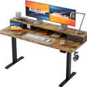Agilestic 55 x 24 Inches Height Adjustable Electric Standing Desk with 2 Drawers, Stand Up Electric Desk Adjustable Height, Sit Stand Computer Gaming Table with Splice Board, Rustic Brown