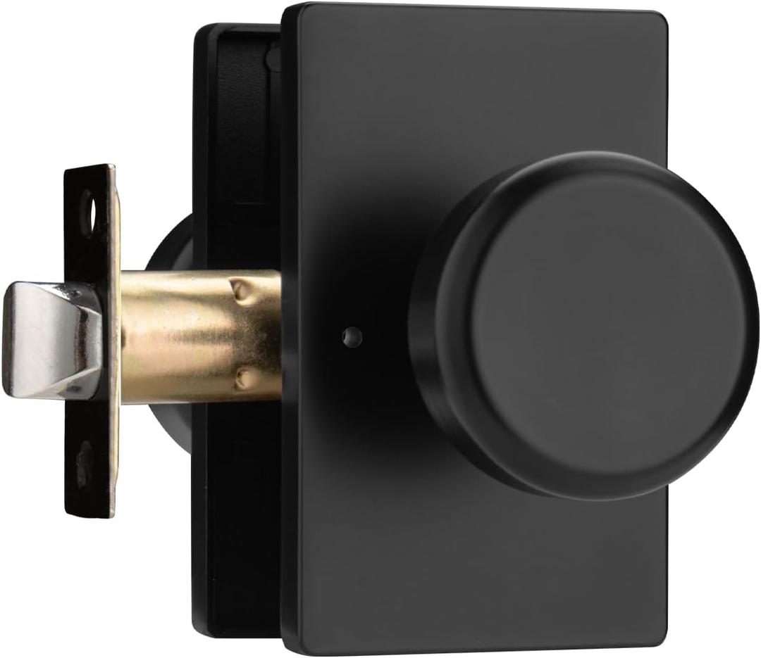 parro Black Door Knob Interior for Bath & Bedroom, Bathroom Door Knob with Push Lock, Privacy Interior Door Handle with Lock