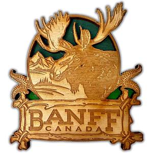 Banff Canada National Park Souvenir Magnets, Canadian Magnet, Carved Wood, for Fridge, Whiteboard, 3 Inches