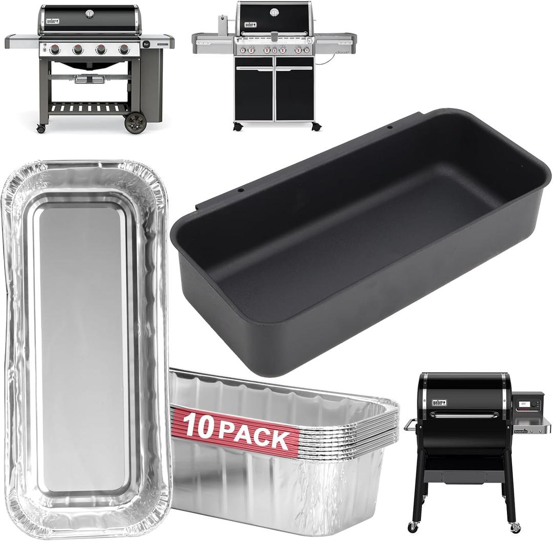 70379 Catch Pan Kit for Weber Summit 400/600, Genesis II & Genesis II LX 400 & 600 Series Grills (2016+) Drip Pan, 6498 6417 Grease Catcher Pans for Weber Searwood 600 SmokeFire EX4/EX6 Series 10 PCS, Size 11x5