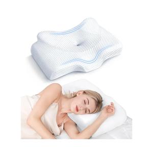 Osteo Cervical Pillow for Neck Pain Relief, Hollow Design Odorless Memory Foam Pillows with Cooling Case, Adjustable Orthopedic Bed Pillow for Sleeping, Support for Side Back Sleepers