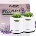 2 Pack Artificial Succulent Plants with Subtle Lavender, Faux Indoor Plants for Home Decor, Small Fake Plant for Bathroom, Bedroom, Office Decor, Aesthetic Room Accessories, Housewarming Gift