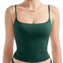 SUUKSESS Women Sexy Square Neck Tank Top Summer Y2K Going Out Basic Cami Shirt (Small, Dark Green)